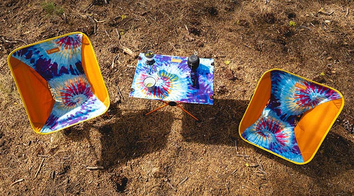 Helinox tie-dye camping chairs